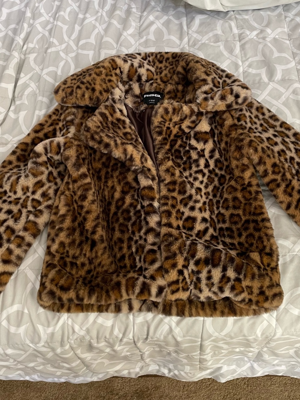 RSQ Faux Leopard fur Jacket in Brown & Black